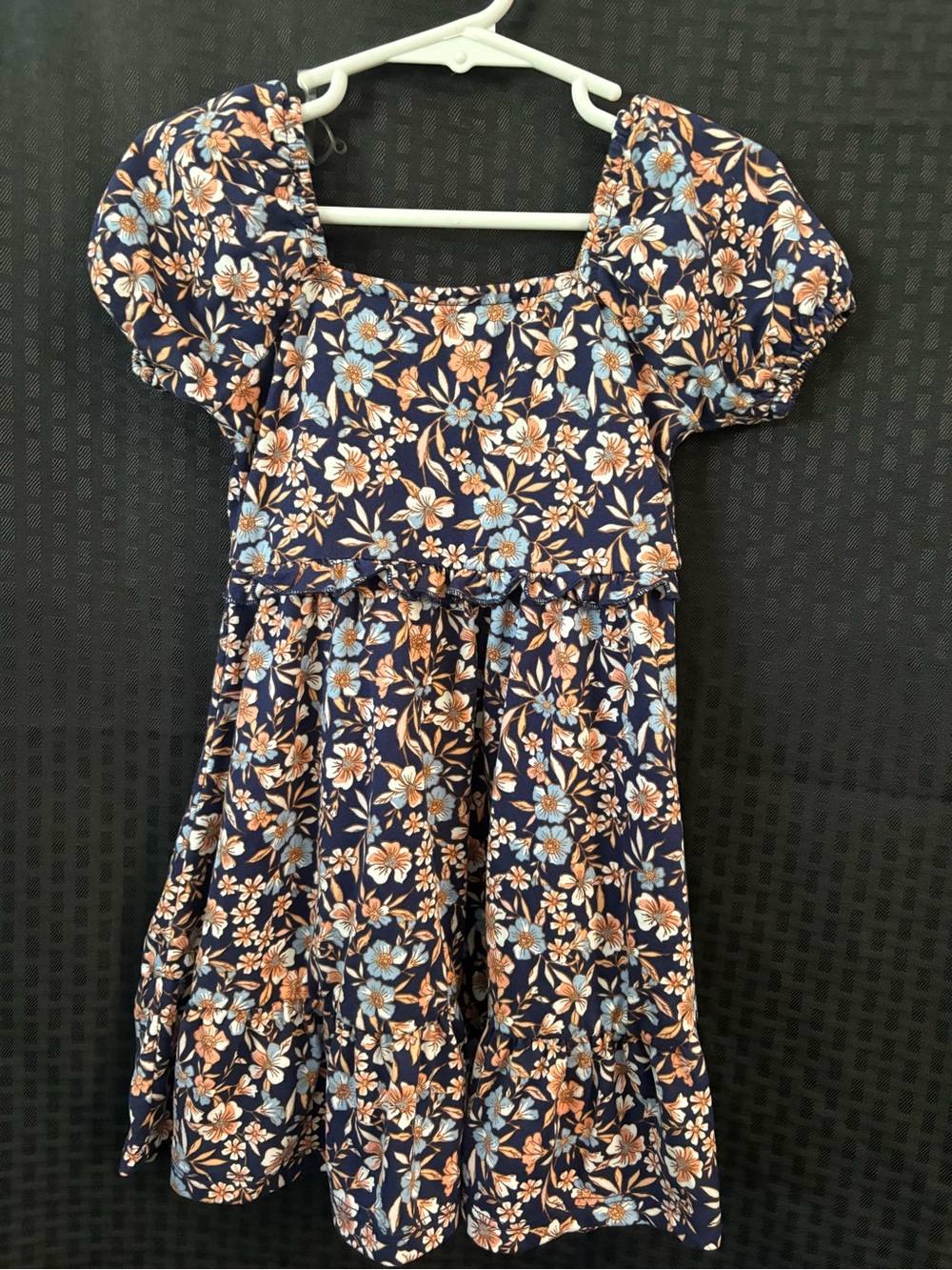 btween Navy Floral Dress with Blue & Peach Flowers